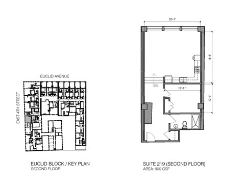 Floor plan for 1 bed, 1 bath, 650 sqft